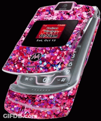 Pink Flip Phone Saying Verizon GIF