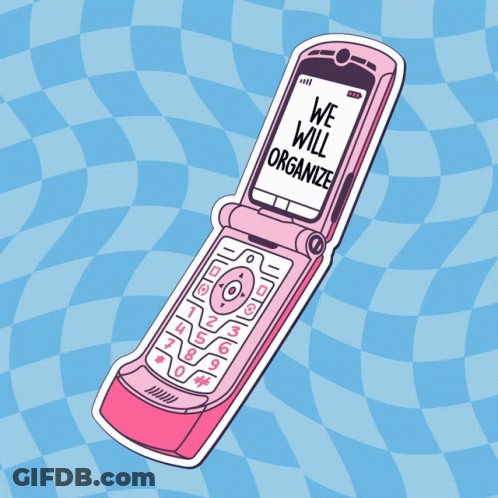 Pink Flip Phone Saying We Will Organize GIF