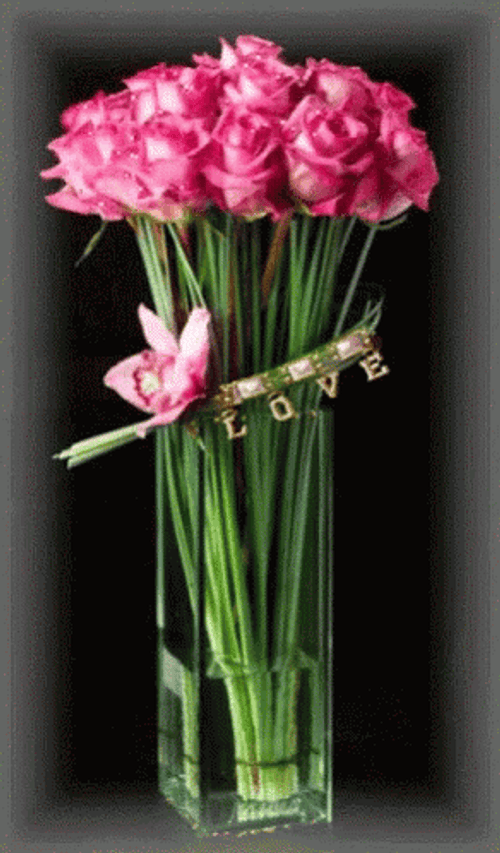 Pink Floes Bouquet Flower Vase GIF