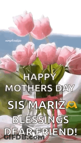 Pink Flower Bouquet With Happy Mothers Day GIF