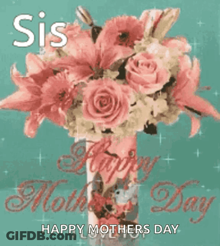Pink Flower Bouquet With Happy Mothers Day GIF
