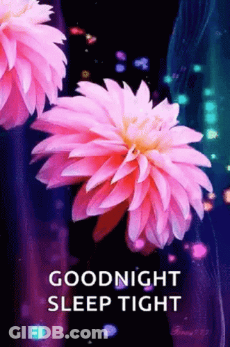 Pink Flower Saying Goodnight Sleep Tight GIF