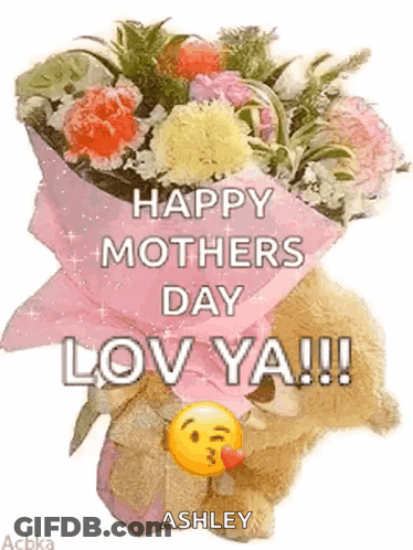 Pink Flower Vase Happy Mothers Day I Love You GIF