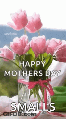 Pink Flower Vase Happy Mothers Day GIF