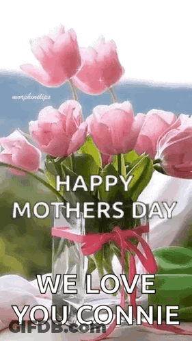 Pink Flower Vase With Happy Mother's Day GIF