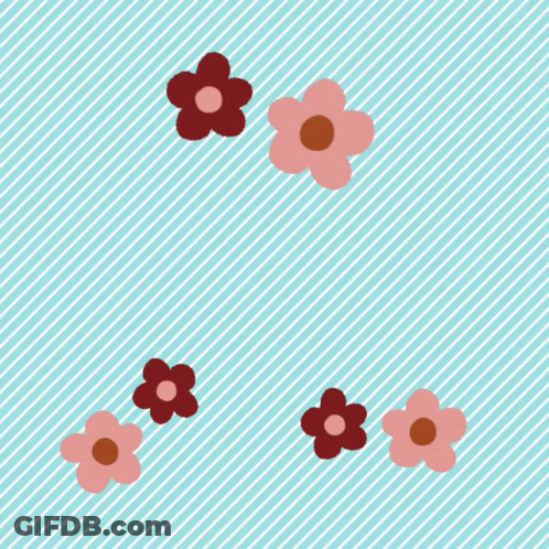 Pink Flowers And Arabic Text On Blue Striped Background GIF