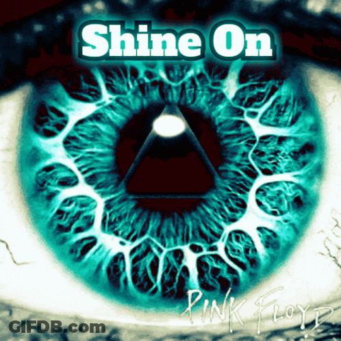 Pink Floyd Shine On Album Cover With A Close Up Of A Blue Eye GIF