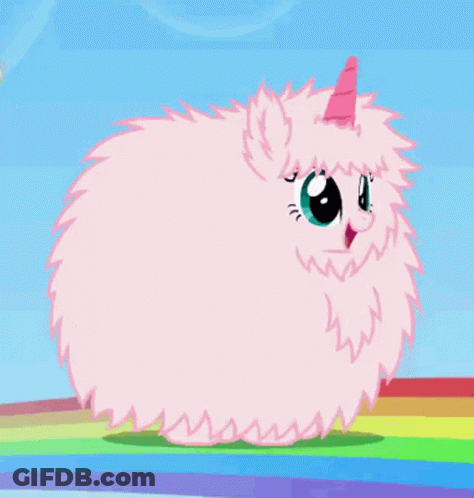 Pink Fluffy Unicorn Standing On Rainbow GIF