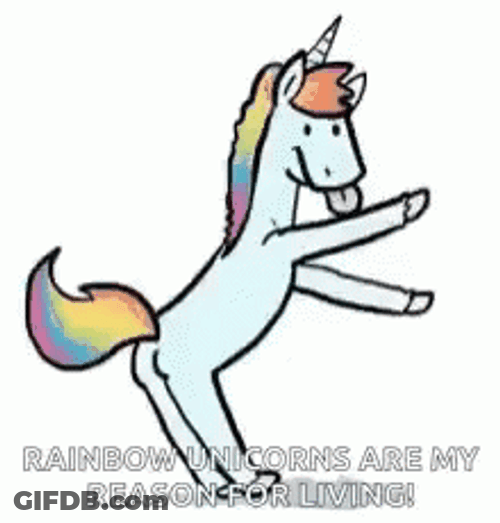 Pink Fluffy Unicorns Dancing On Rainbows GIF