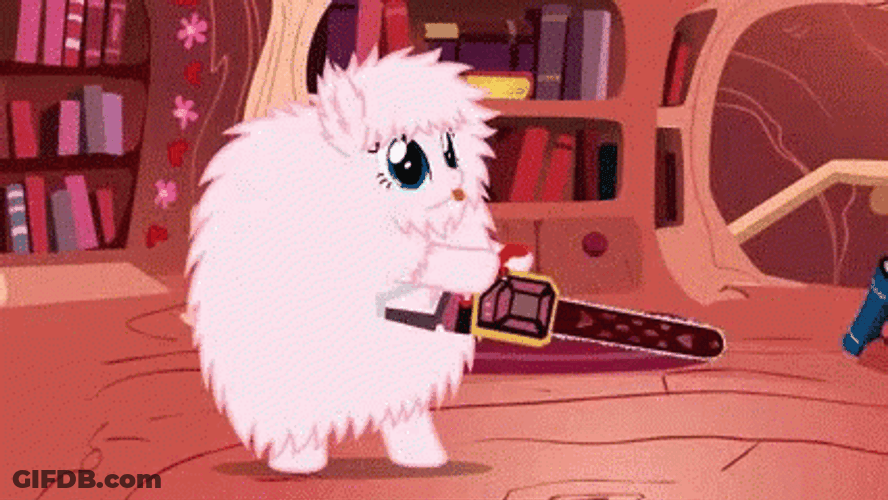 Pink Fluffy Unicorns Dancing On Rainbows Chainsaw GIF