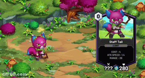 Pink Fox With Staff Tail Card GIF