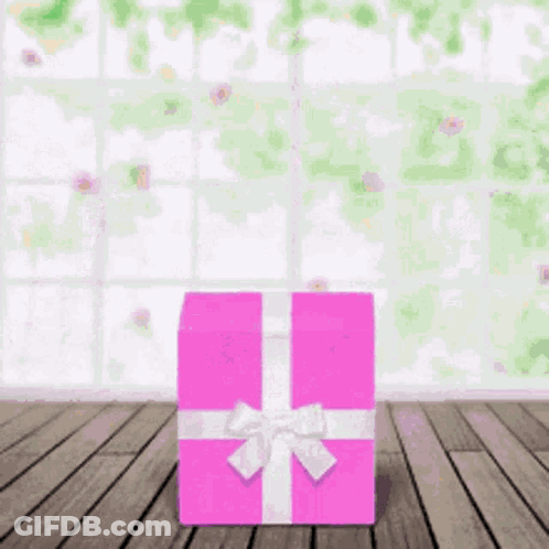 Pink Gift Box With White Bow GIF