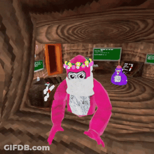 Pink Gorilla Tag Having A Skill Issue GIF
