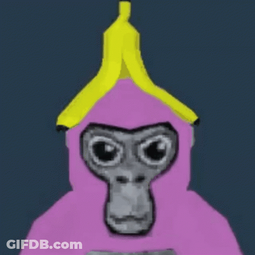 Pink Gorilla Tag With Banana Hat GIF