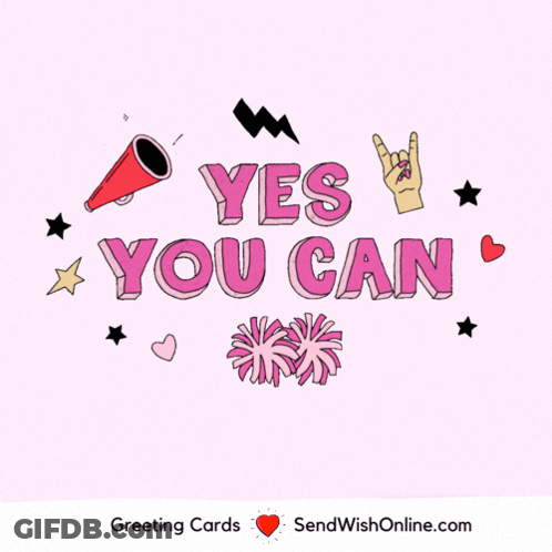 Pink Greeting Card Yes You Can GIF