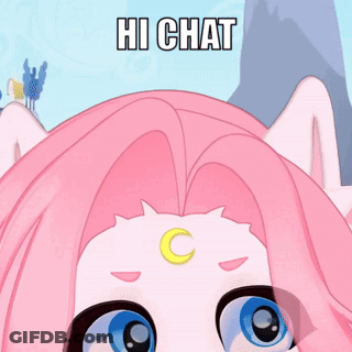 Pink Hair Blue Eyes Says Hi Chat GIF