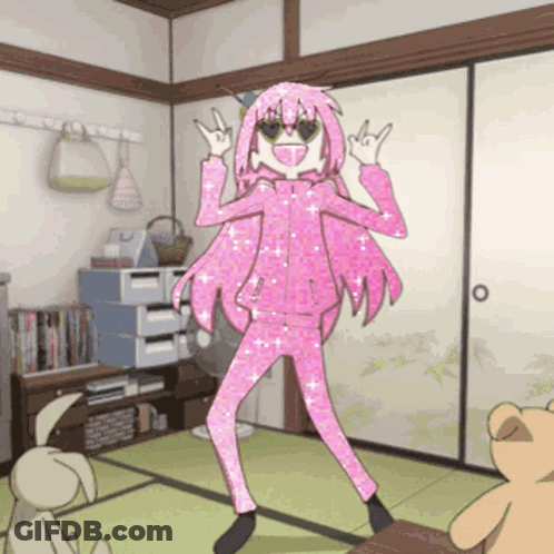 Pink Hair Cartoon Character Dancing GIF