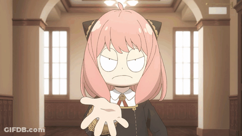 Pink Hair Cartoon Girl With Cat Ear Holding Out Hand GIF