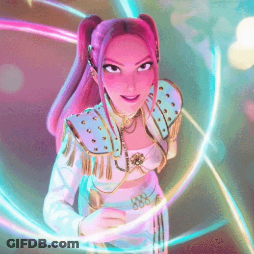 Pink Hair Cartoon Surrounded By Lights GIF