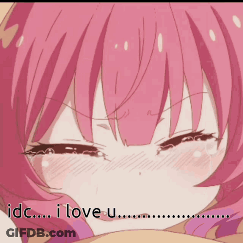 Pink Hair Girl Crying IDC I Love U GIF