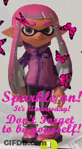 Pink Hair Girl In Purple Jacket Sparkle On Its Wednesday GIF