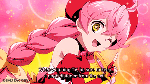 Pink Hair Girl Red Hat Keep Distance Evil TV GIF