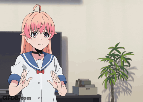 Pink Hair Girl With Choker At TV GIF