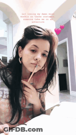 Pink Hair Girl With Pencil In Mouth Losing My Damn Mind GIF