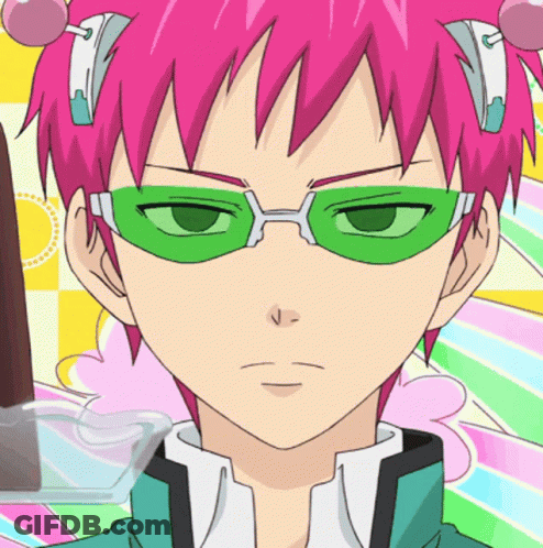 Pink Hair Green Glasses Cartoon Character Looking At Camera GIF