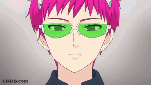 Pink Hair Green Glasses Cartoon Looking At Camera GIF
