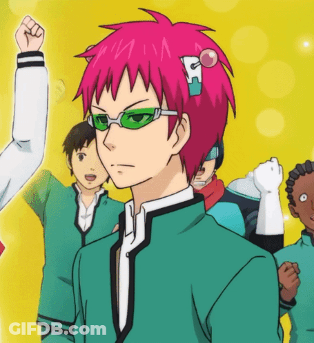 Pink Hair Green Glasses Cartoon With Letter R GIF