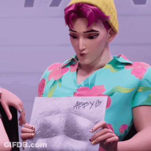 Pink Hair Person Holding Abby Paper GIF