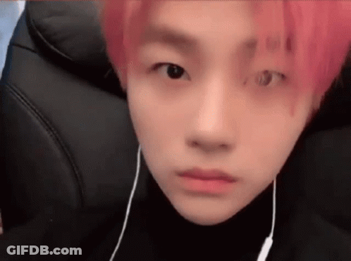 Pink Hair Person In Black Shirt And Headphones GIF