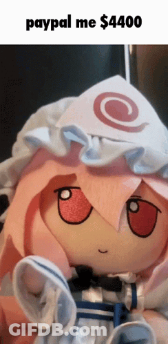Pink Hair Stuffed Doll Saying Paypal Me 44 GIF