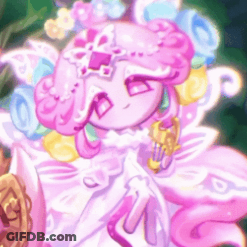 Pink Hair White Dress Cartoon Character Holding Bottle GIF