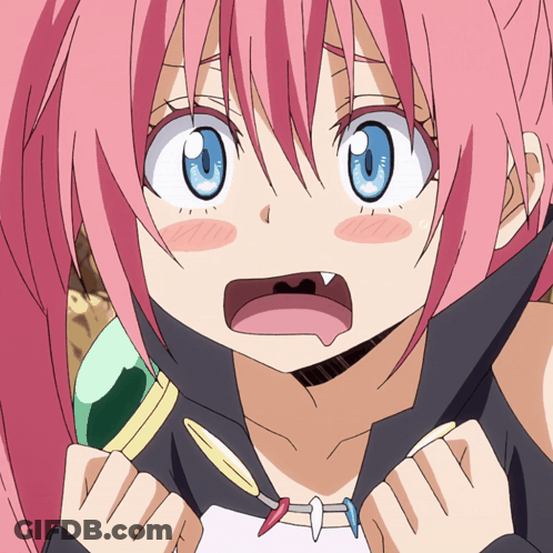 Pink Haired Anime Character Surprised Close Up GIF