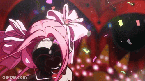 Pink Haired Anime Character With Bow GIF