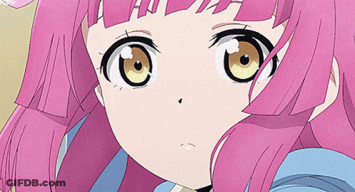 Pink Haired Anime Girl Close Up GIF