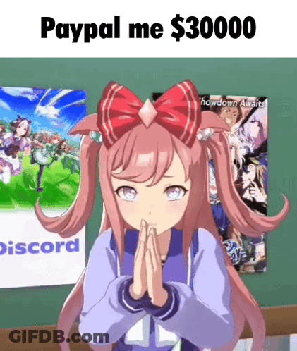 Pink Haired Anime Girl Saying Paypal $300,000 GIF
