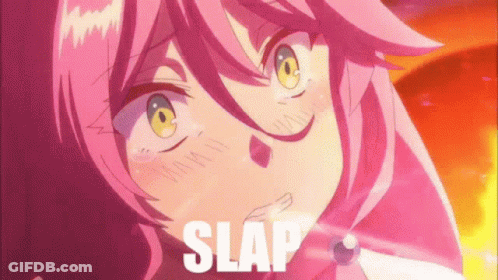 Pink Haired Anime Girl Saying Slap GIF