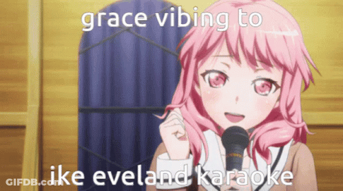 Pink Haired Anime Girl Singing Grace Vibing To Ike Eveland Karaoke GIF
