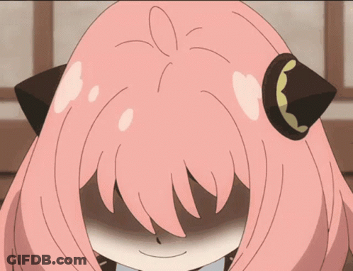 Pink Haired Anime Girl Smiling With Eyes Closed GIF