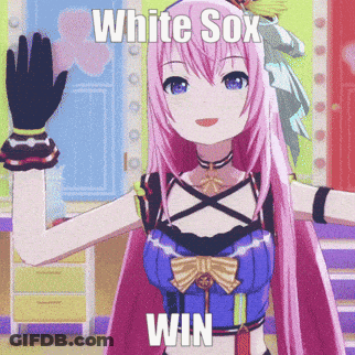 Pink Haired Anime Girl White Sox Win GIF