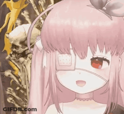 Pink Haired Anime Girl With Bandage GIF