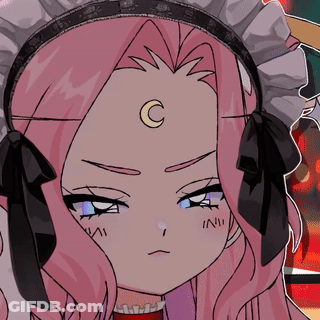 Pink Haired Anime Girl With Crescent Moon GIF