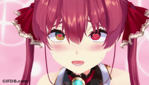 Pink Haired Anime Girl With Heart Eyes GIF