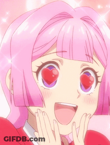 Pink Haired Anime Girl With Heart Shaped Eye GIF