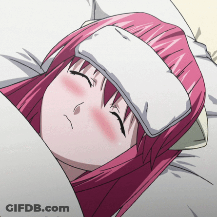 Pink Haired Anime Girl With Mustache GIF