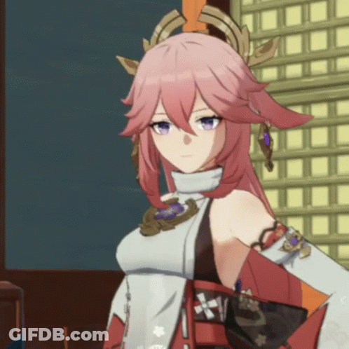 Pink-Haired Blue-Eyed Girl In White And Red GIF