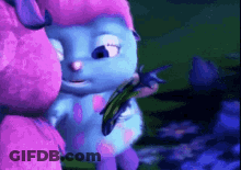 Pink-Haired Cartoon Cat Talking To Purple Cat GIF